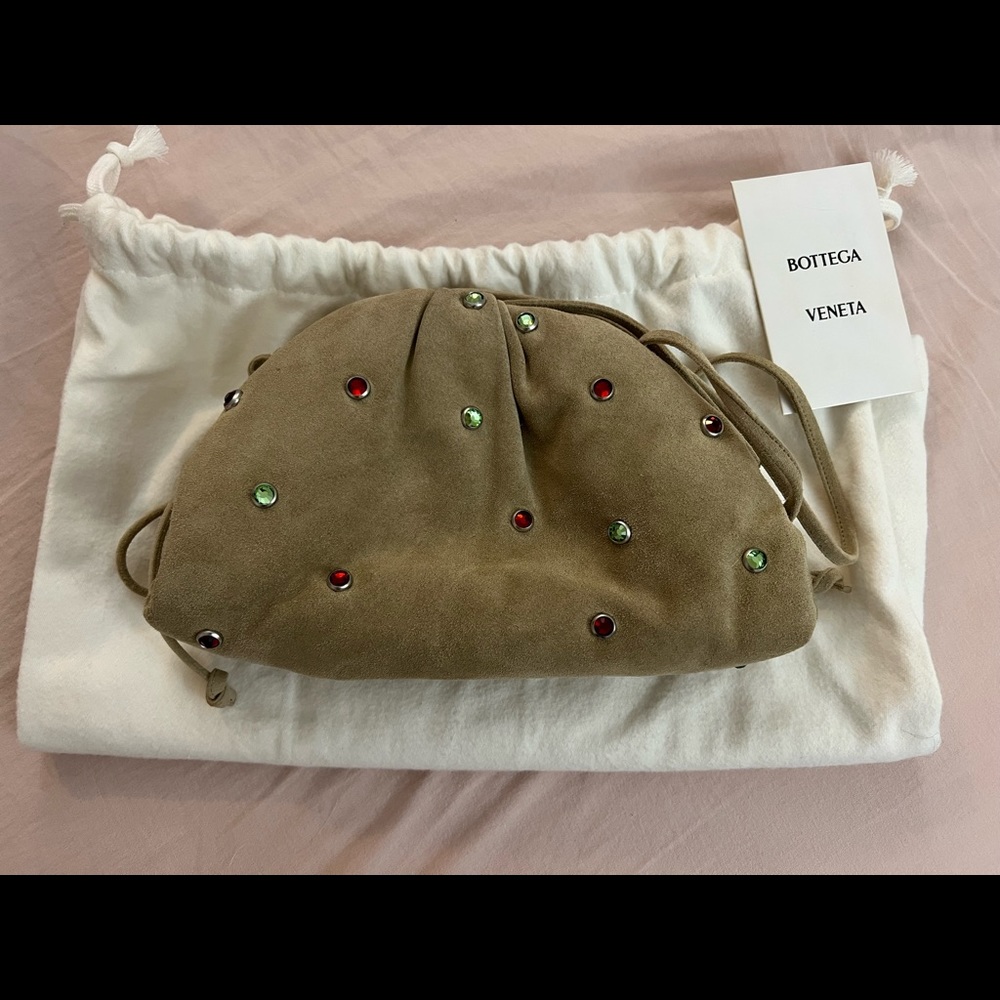 Brand new Bottega Veneta suede pouch with Swarovski crystals.